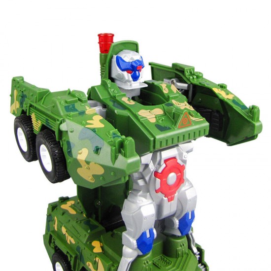 Kids Electric Toys Transforming Armored Vehicle Car with LED Light Music Sound Children Gift