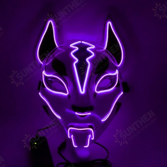 Costume Props Neon Led Luminous Joker Mask Carnival Festival Light Up EL Wire Mask Japanese Fox Mask Halloween Christmas Decor