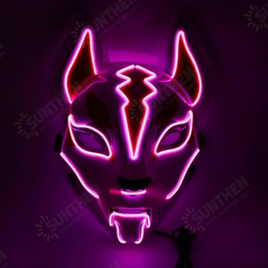 Costume Props Neon Led Luminous Joker Mask Carnival Festival Light Up EL Wire Mask Japanese Fox Mask Halloween Christmas Decor