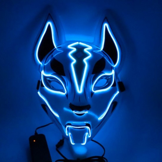 Costume Props Neon Led Luminous Joker Mask Carnival Festival Light Up EL Wire Mask Japanese Fox Mask Halloween Christmas Decor
