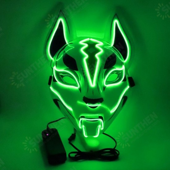 Costume Props Neon Led Luminous Joker Mask Carnival Festival Light Up EL Wire Mask Japanese Fox Mask Halloween Christmas Decor