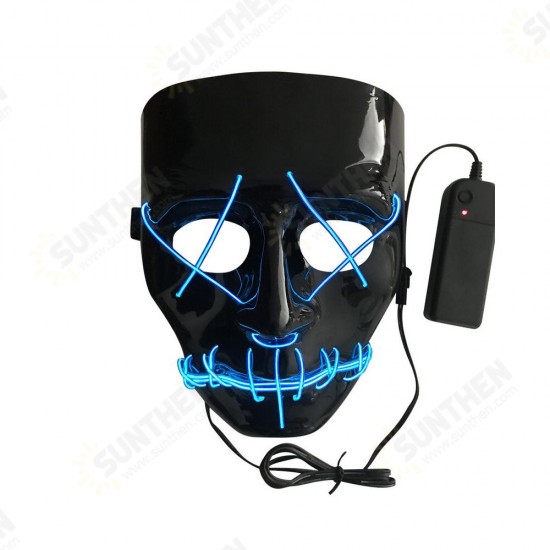 EL Cold Light Mask LED Light Luminous Halloween Mask Cosplay Glow LED Scary EL Wire Light Up Grin Masks Hip-hop Luminous Cross Mask