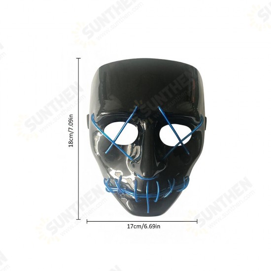 EL Cold Light Mask LED Light Luminous Halloween Mask Cosplay Glow LED Scary EL Wire Light Up Grin Masks Hip-hop Luminous Cross Mask