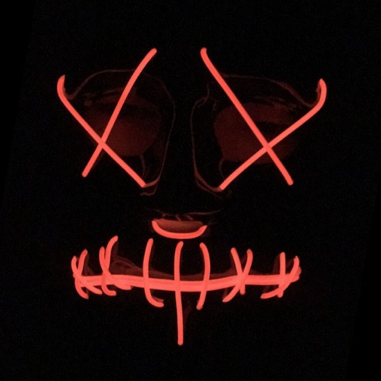 EL Cold Light Mask LED Light Luminous Halloween Mask Cosplay Glow LED Scary EL Wire Light Up Grin Masks Hip-hop Luminous Cross Mask