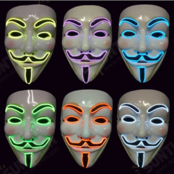 EL Wire 10 Colors Optional Glowing Mask for VENDETTA Halloween Cosplay Party Mask EL Wire 10 Colors Optional Glowing Mask for VENDETTA Halloween Cosplay Party Mask