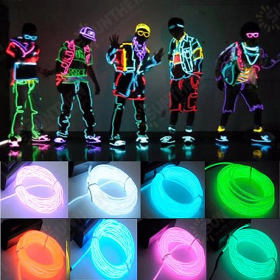 Glow EL Wire Cable LED Neon Halloween Christmas Dance Party DIY Costumes Clothing Luminous Car Light Decoration Clothes Ball Rave 1m/3m/5m