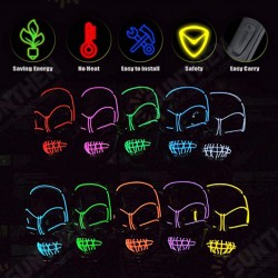 Halloween LED Mask Fluorescent Glowing Mask Cold Light Mask Party EL Mask Light Up Masks Glow In Dark Halloween LED Mask Fluorescent Glowing Mask Cold Light Mask Party EL Mask Light Up Masks Glow In Dark