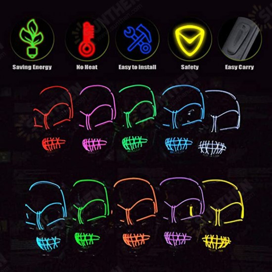 Halloween LED Mask Fluorescent Glowing Mask Cold Light Mask Party EL Mask Light Up Masks Glow In Dark