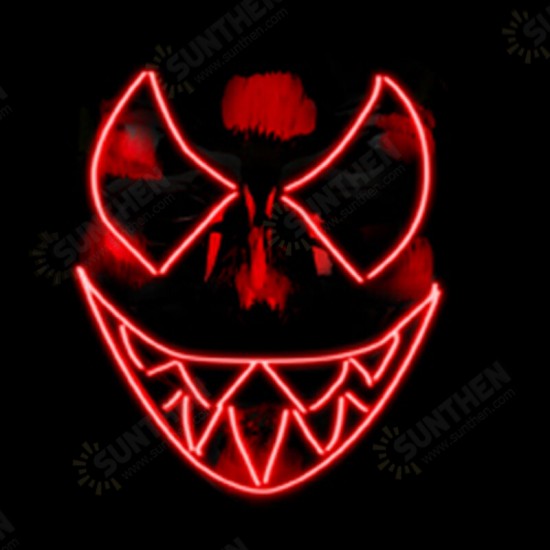 Halloween Luminous Mask LED Scary EL-Wire Mask Light Up Festival Cosplay Costume Supplies Party Mask