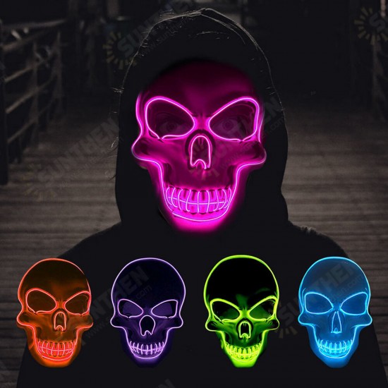 Halloween Skeleton Mask LED Scary EL-Wire Mask Light Up Festival Cosplay Costume Supplies Party Mask