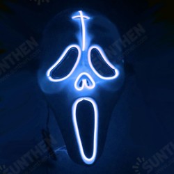 LED Glowing Mask Halloween Ghost Face Fluorescent Dance Party EL Mask Horror Thriller Glow Mask