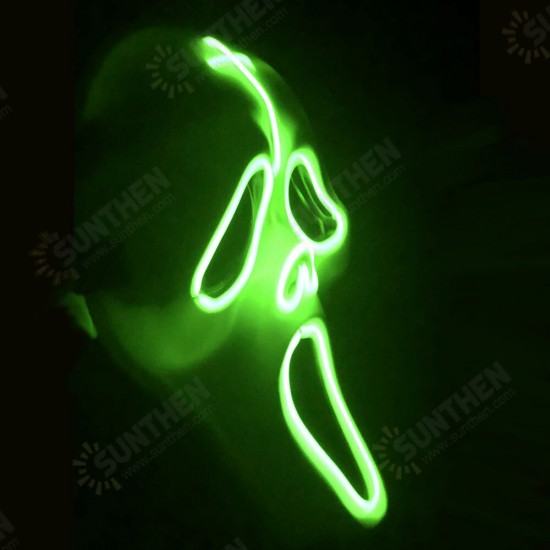 LED Glowing Mask Halloween Ghost Face Fluorescent Dance Party EL Mask Horror Thriller Glow Mask