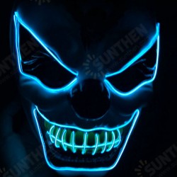 New Clown El Cold Light Glowing LED Fluorescent Mask Halloween Tricky Scary Spoof Horror Glowing Props