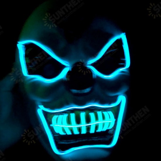 New Clown El Cold Light Glowing LED Fluorescent Mask Halloween Tricky Scary Spoof Horror Glowing Props