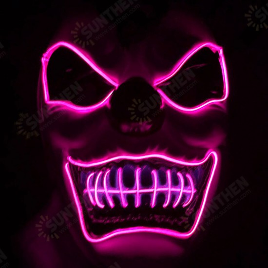 New Clown El Cold Light Glowing LED Fluorescent Mask Halloween Tricky Scary Spoof Horror Glowing Props