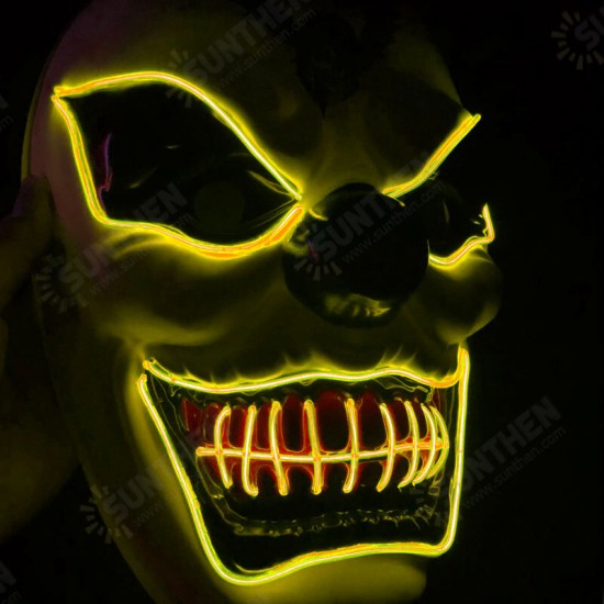 New Clown El Cold Light Glowing LED Fluorescent Mask Halloween Tricky Scary Spoof Horror Glowing Props