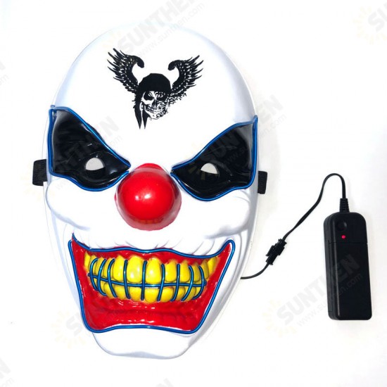 New Clown El Cold Light Glowing LED Fluorescent Mask Halloween Tricky Scary Spoof Horror Glowing Props