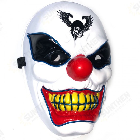 New Clown El Cold Light Glowing LED Fluorescent Mask Halloween Tricky Scary Spoof Horror Glowing Props