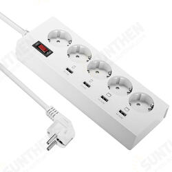 YA-30WS-5AE4U 5 Outlet Power Strip Charger with 4 USB Fast Charging Ports EU Plug YA-30WS-5AE4U 5 Outlet Power Strip Charger with 4 USB Fast Charging Ports EU Plug