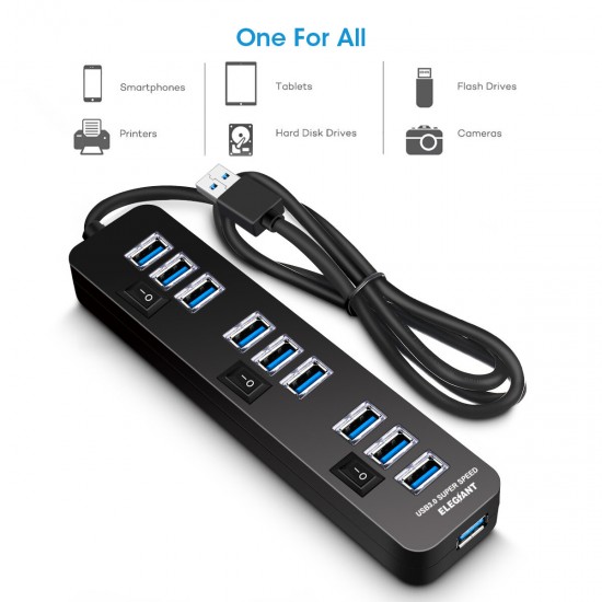 10-Ports USB3.0 HUB Adapter Charger Fast Charging for iPhone 12 Pro Max for Samsung Galaxy S21 Note S20 ultra Huawei Mate40 P50 OnePlus 9 Pro