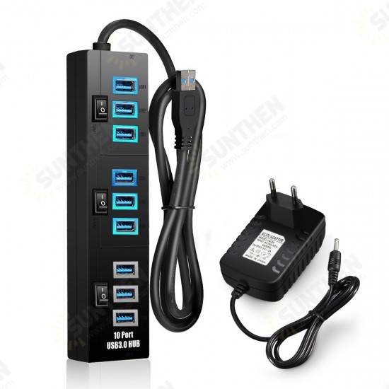 10-Ports USB3.0 HUB Adapter Charger Fast Charging for iPhone 12 Pro Max for Samsung Galaxy S21 Note S20 ultra Huawei Mate40 P50 OnePlus 9 Pro