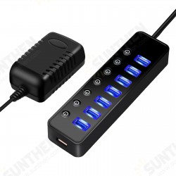 7 Port USB 3.0 Hub Adapter Docking Station 5Gbps Data Transmission With US Plug/EU Plug Power Adapter For Keyboard Mouse U Disk 7 Port USB 3.0 Hub Adapter Docking Station 5Gbps Data Transmission With US Plug/EU Plug Power Adapter For Keyboard Mouse U Disk