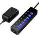 7 Port USB 3.0 Hub Adapter Docking Station 5Gbps Data Transmission With US Plug/EU Plug Power Adapter For Keyboard Mouse U Disk