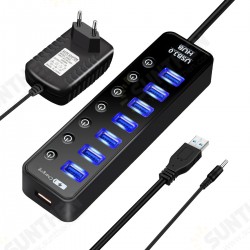 7 Port USB 3.0 Hub Adapter Docking Station 5Gbps Data Transmission With US Plug/EU Plug Power Adapter For Keyboard Mouse U Disk 7 Port USB 3.0 Hub Adapter Docking Station 5Gbps Data Transmission With US Plug/EU Plug Power Adapter For Keyboard Mouse U Disk