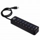 7 Port USB 3.0 Hub Adapter Docking Station 5Gbps Data Transmission With US Plug/EU Plug Power Adapter For Keyboard Mouse U Disk