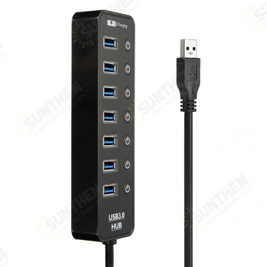 7 Port USB 3.0 Hub Adapter Docking Station 5Gbps Data Transmission With US Plug/EU Plug Power Adapter For Keyboard Mouse U Disk