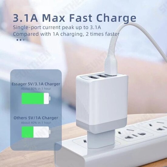 15W QC3.0 3 USB Ports US/EU/UK Plug Fast Charging Charger for Samsung Galaxy S21 Note S20 ultra Huawei Mate40 P50 OnePlus 9 Pro for iPhone 12 Pro Max