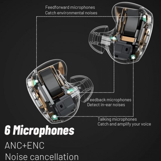 [1DD 2BA]HiFiPods TWS bluetooth 5.2 In-Ear Headphones Sports Running Waterproof QCC Earphones Dual Balanced Armature ANC Active Noise Reduction