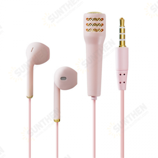 1.2m Length 3.5mm Plug Singing Earphone Microphone Practice Singing Artifact Live Broadcast Shocking Sound Wired Earpiece Earbud