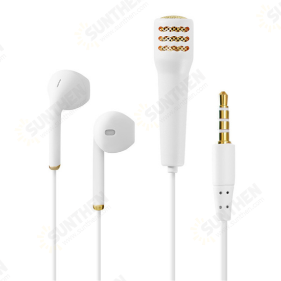 1.2m Length 3.5mm Plug Singing Earphone Microphone Practice Singing Artifact Live Broadcast Shocking Sound Wired Earpiece Earbud