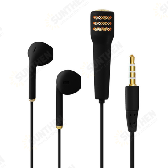 1.2m Length 3.5mm Plug Singing Earphone Microphone Practice Singing Artifact Live Broadcast Shocking Sound Wired Earpiece Earbud