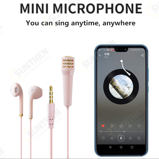 1.2m Length 3.5mm Plug Singing Earphone Microphone Practice Singing Artifact Live Broadcast Shocking Sound Wired Earpiece Earbud