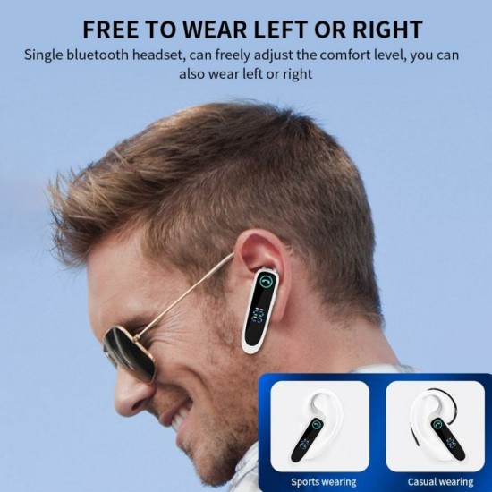 A20 Wireless bluetooth Earphones LED Display Stereo Single Business Ear Hook Headset Handsfree Drive Car Headphone with Mic