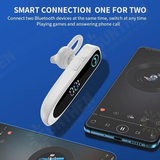 A20 Wireless bluetooth Earphones LED Display Stereo Single Business Ear Hook Headset Handsfree Drive Car Headphone with Mic