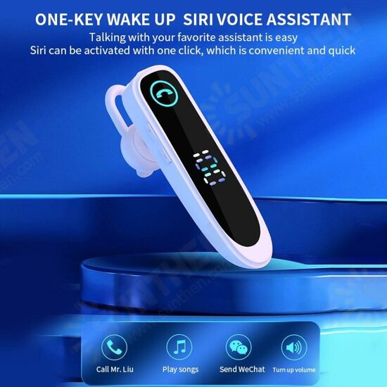 A20 Wireless bluetooth Earphones LED Display Stereo Single Business Ear Hook Headset Handsfree Drive Car Headphone with Mic