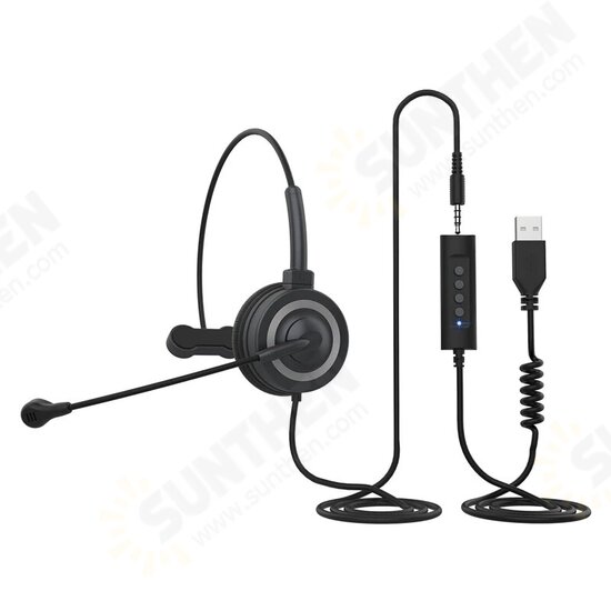 BH69 Call Center 3.5mm/USB Headset Telephone Headphone with Microphone Business Wired Headphones for Computer Laptop PC