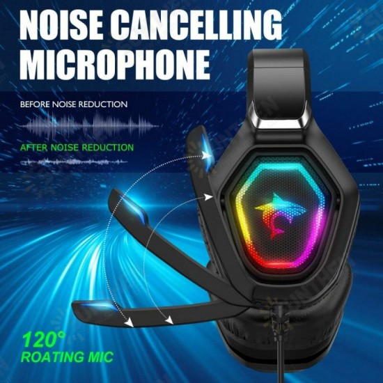 F3 Gaming Headset USB 3.5 Mm RGB LED Light Bass Stereo Wired Headphone With Mic Gamer Headsets for PS4 for PS5 for Xbox Laptop PC