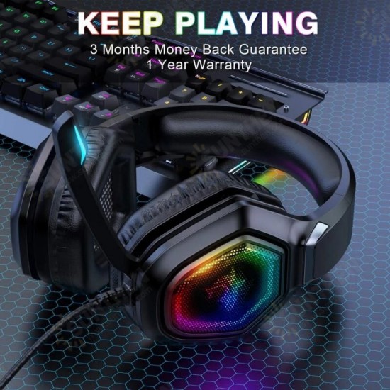 F3 Gaming Headset USB 3.5 Mm RGB LED Light Bass Stereo Wired Headphone With Mic Gamer Headsets for PS4 for PS5 for Xbox Laptop PC