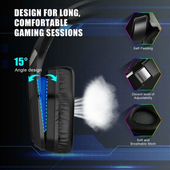 F3 Gaming Headset USB 3.5 Mm RGB LED Light Bass Stereo Wired Headphone With Mic Gamer Headsets for PS4 for PS5 for Xbox Laptop PC