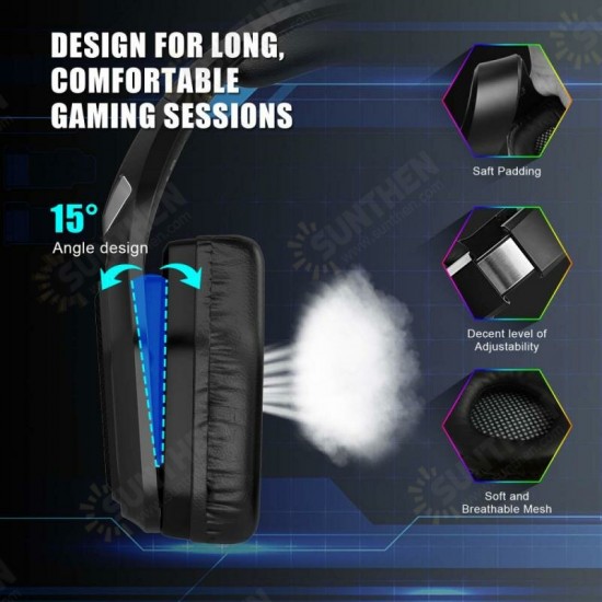 F3 Gaming Headset USB 3.5 Mm RGB LED Light Bass Stereo Wired Headphone With Mic Gamer Headsets for PS4 for PS5 for Xbox Laptop PC