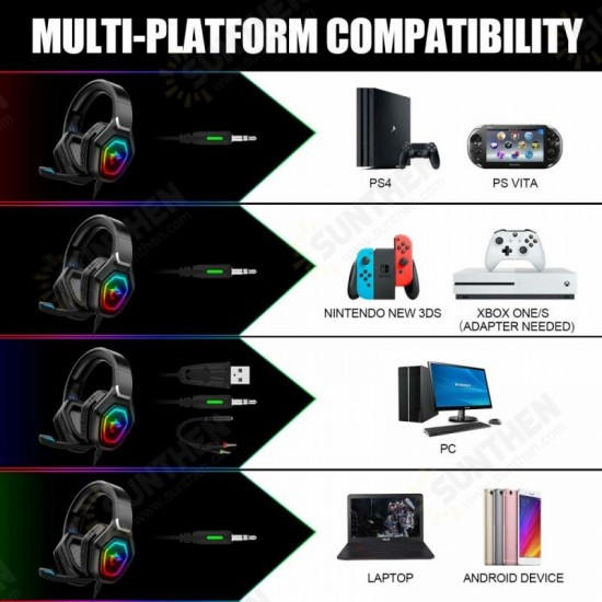 F3 Gaming Headset USB 3.5 Mm RGB LED Light Bass Stereo Wired Headphone With Mic Gamer Headsets for PS4 for PS5 for Xbox Laptop PC