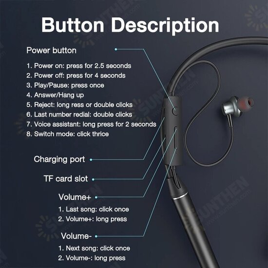 GYM530 Wireless Neckband bluetooth Earphone 80 Hours Playback Stereo Bass Sport Headphones Earphones TF Card Magnetic Headset with Mic GYM530 Wireless Neckband bluetooth Earphone 80 Hours Playback Stereo Bass Sport Headphones Earphones TF Card Magnetic Headset with Mic