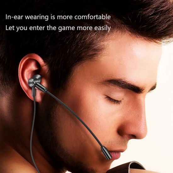 Gamer Headset 3.5mm Jack Wired Earbuds Sports Gaming Earphone Stereo Metal Earbuds with Detachable Mic for Phone PC