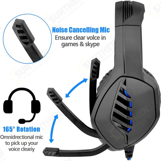 J1 Wired Earphone HIFI Stereo Noise Reduction Dynamic 50mm Speaker Headphones Luminous Adjustable Gaming Headset with Mic