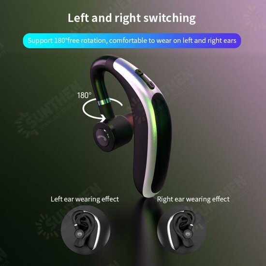 K20 Single Earhook Earphone Wireless bluetooth 5.0 Noise Reduction Stereo Business Call Earbuds Single Ear Waterproof Sport Headset