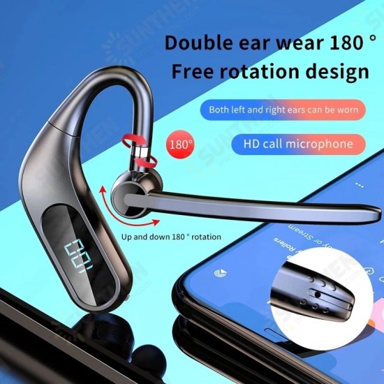 KJ12 bluetooth 5.0 Headset LED Display Wireless Earpiece CVC8.0 Noise Cancelling Headphones with Mic